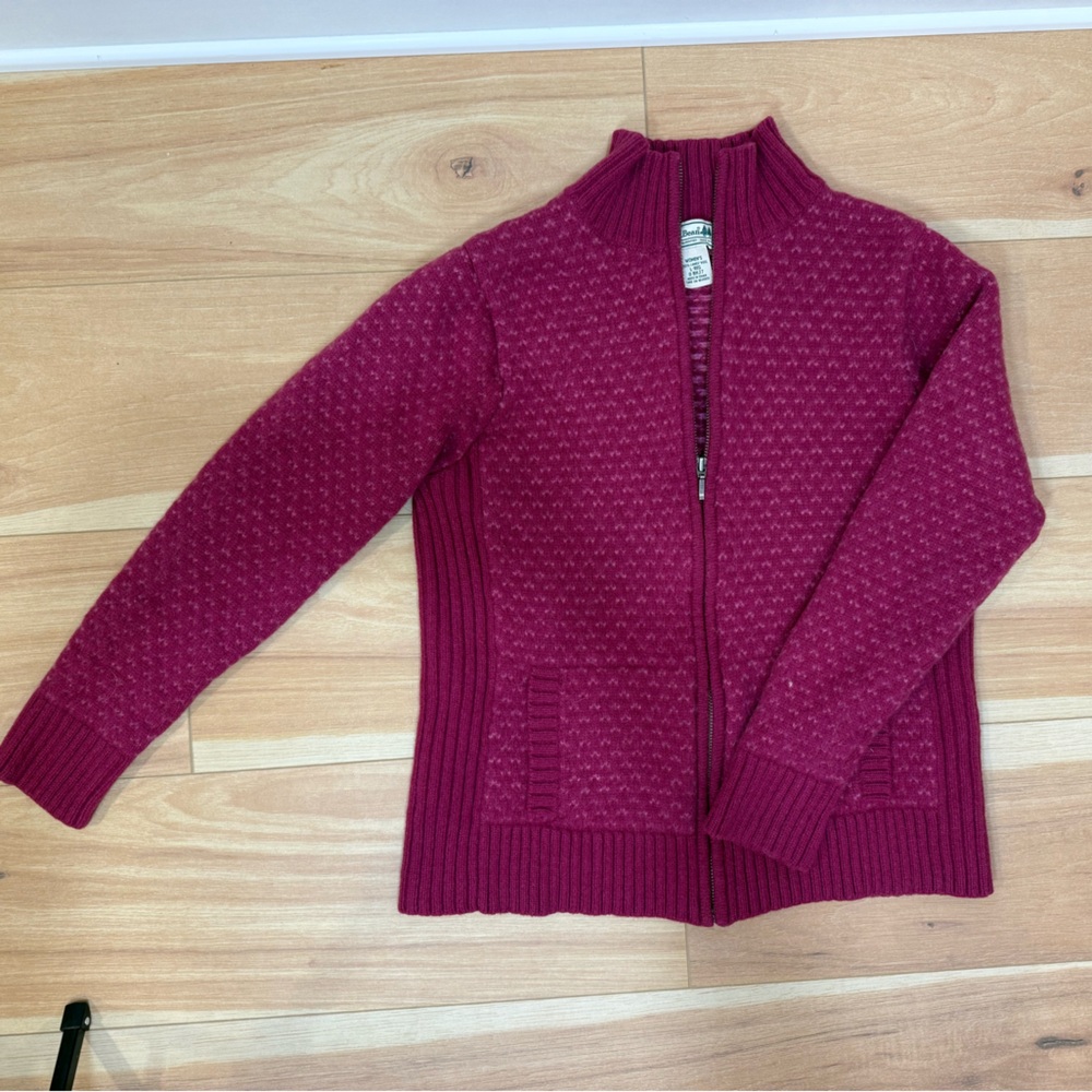 L.L. Bean 100% Wool Women's Pink Cardigan